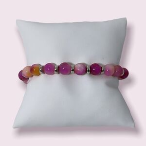 NWT Wool + Pepper Co. Pink Sorbet & Silver Beaded Bracelet